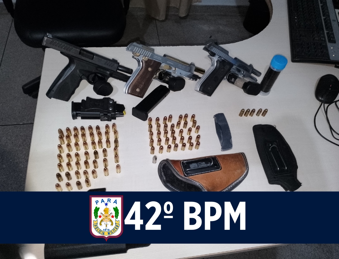 42º BPM apreende três pistolas e 87 munições em Irituia 